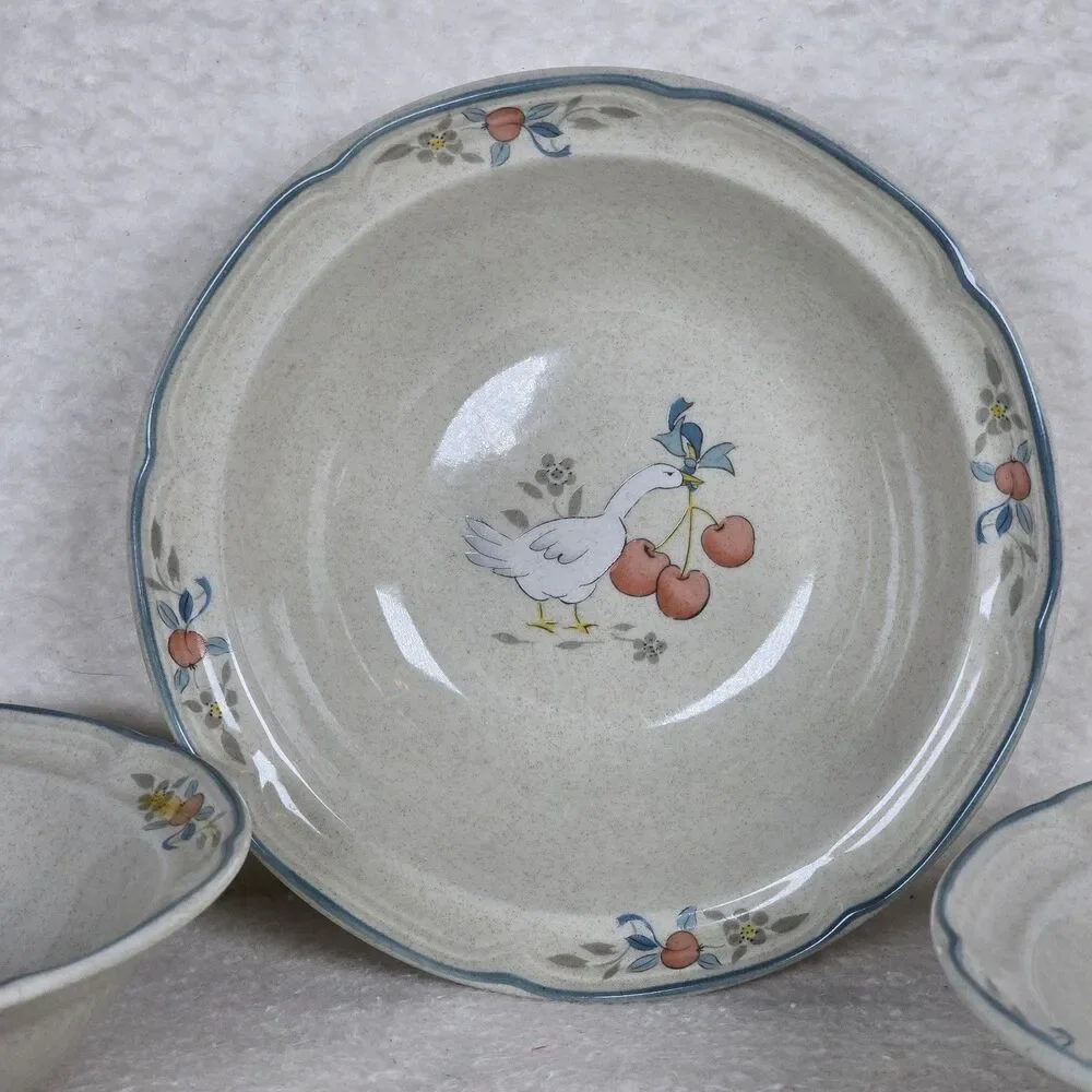 Vintage International Stoneware Marmalade Geese Cereal Bowl Set Of 4